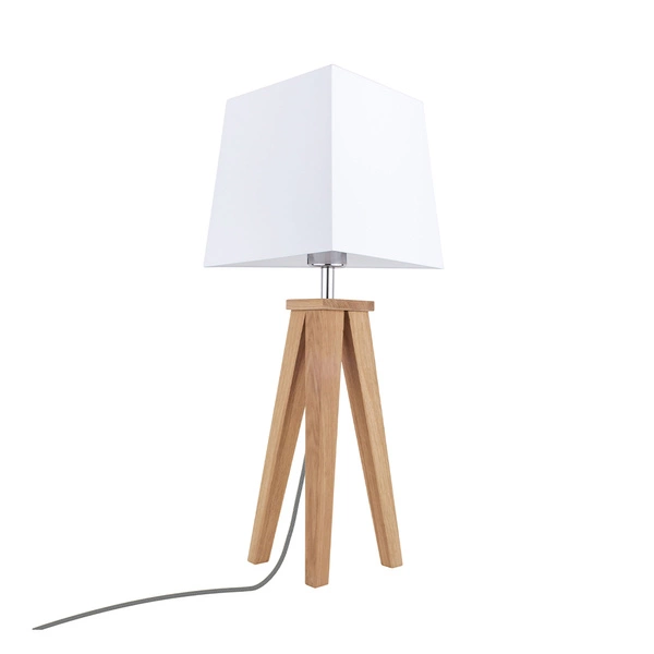 Estella Table Lamp 1xE27 Max.25W Oiled Oak/Anthracite Fabric Cable/White Fabric Shade 6851174