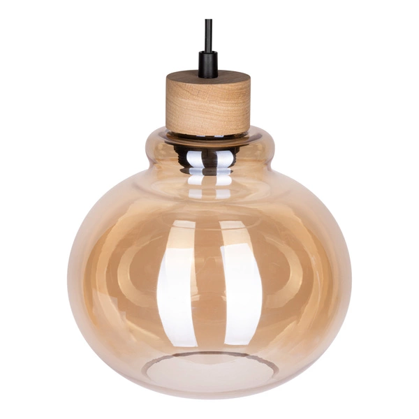 Serena Pendant Lamp 3xE27 Max.60W Oiled Oak/Black PVC Cable/Brown Glass 9741374