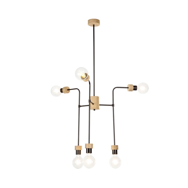 Montix Ceiling Lamp 6xE27 Max.40W Oiled Oak/Black Metal 9244674