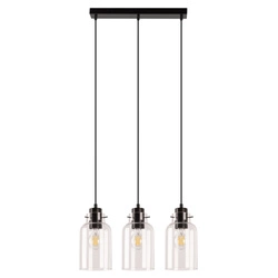 Alessandro Pendant Lamp 3xE27 Max.60W Walnut Beech Wood/Black Metal/Black PVC Cable/Transparent Glass 1030421520867