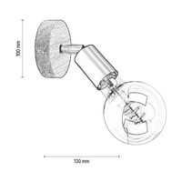 Kinkiet Takada 1xE27 Max.25W Bejcowana Sosna Szara/Czarny Metal 2015717600000