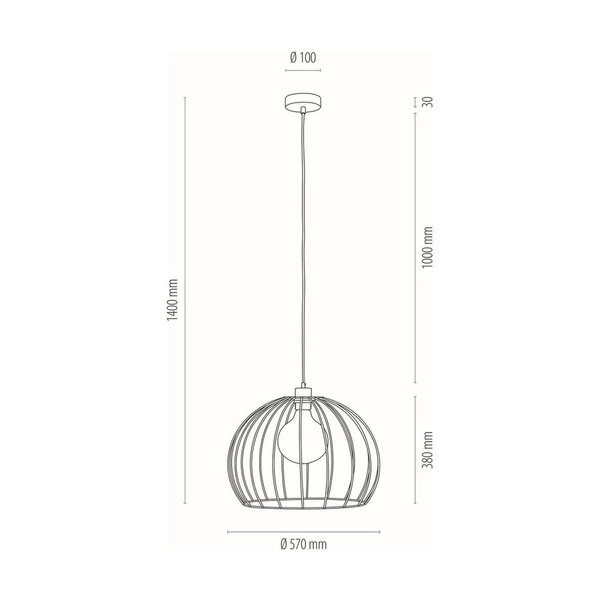 Coop Pendant Lamp 1xE27 Max.60W Oiled Oak/Black Metal/Black PVC Cable 1883974