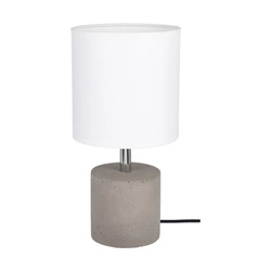 Strong Round Table Lamp 1xE27 Max.25W Gray Concrete/Black PVC Cable/White Fabric Shade 6091936