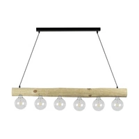 Trabo Simple Pendant Lamp 6xE27 Max.60W Natural Pine/Black Metal/Black PVC Cable 69860604