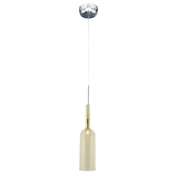 Lampa wisząca w kształcie butelki 1xLED zintegrowany 285lm 3000K 3W chromowany metal/przezroczysty kabel PVC/żółte szkło 1185103