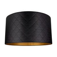 Lampshade Cylinder E27 H40 Black ECO Leather with gold matt foil A0762
