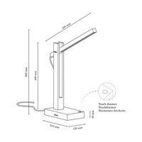 Tukan Table Lamp 1xLED 24V Integrated 490lm 3000K 5,5W Birch Wood/Anthracite Fabric Cable with Touch Dimmer 7530160