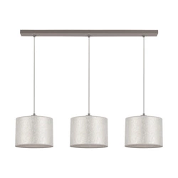 Prata Pendant Lamp 3xE27 Max.40W Gray Metal/Transparent PVC Cable/Silver Fabric Shade 957280347