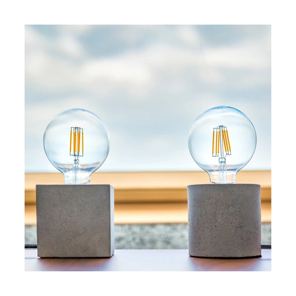 Mocna okrągła lampa stołowa 1xE27 Max.25W szary beton/czarny kabel PVC 6070936