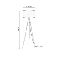 Lampa podłogowa na statywie 1xE27 maks. 40W biały metal/przezroczysty kabel PVC/szary klosz z tkaniny 6010203110511