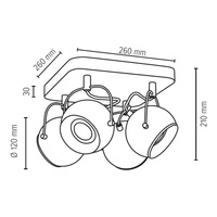 Ball Wood Ceiling Lamp Incl. 4xLED GU10 5W Oiled Oak/Satin 5131474