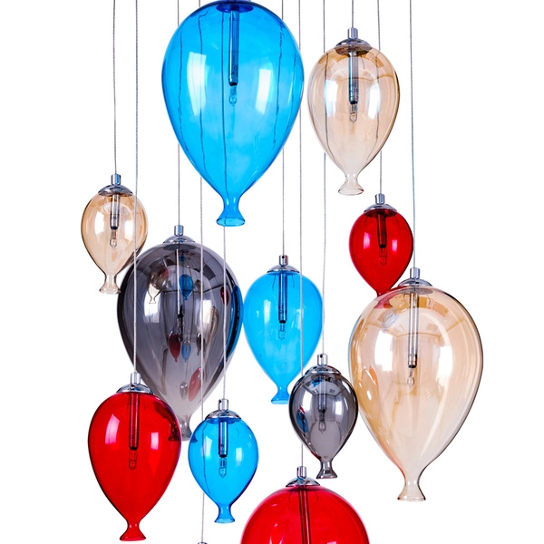 Balloon Pendant Lamp Incl. 9xG4 Max.20W Chrome Metal/Multicolor Glass 1791215