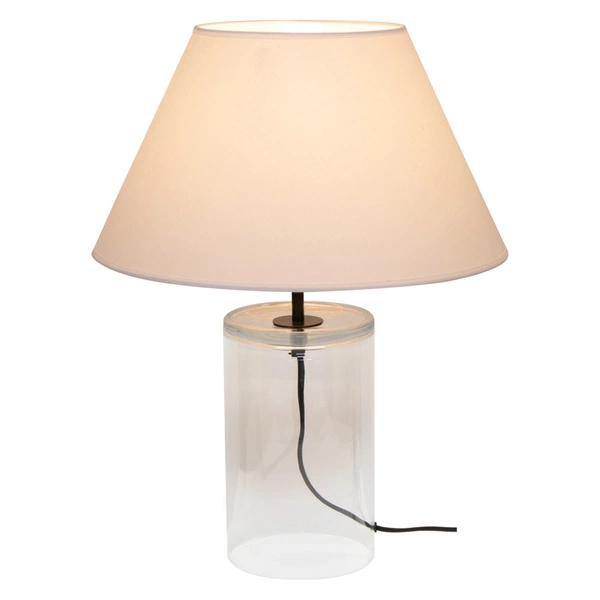 Dove Table Lamp 1xE27 Max.40W Transparent Glass/Black Fabric Cable/White Fabric Shade 779129110
