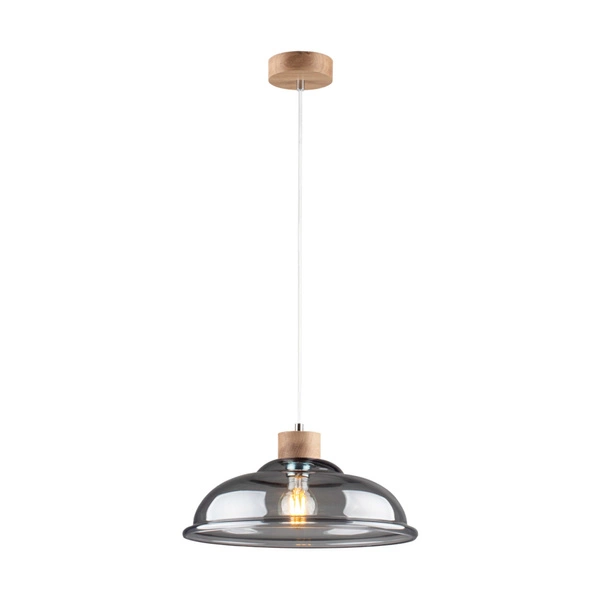 Molde Pendant Lamp 1xE27 Max.60W Oiled Oak/Transparent PVC Cable/Smoked Glass 9883074