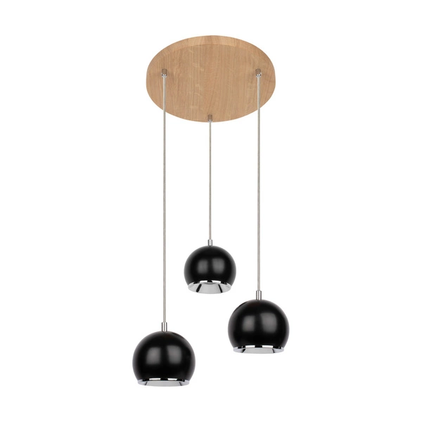 Ball Wood Pendant Lamp Incl. 3xLED GU10 5W Oiled Oak/Black Metal 5143374R