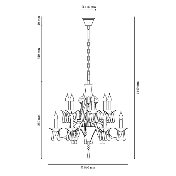 Rosano Żyrandol 12xE14 Max,40W Biały/Transparentny/Chrom 5193120