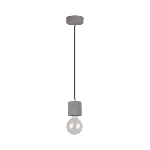 Strong Pendant Lamp 1xE27 Max.60W Gray Concrete/Black Fabric Cable