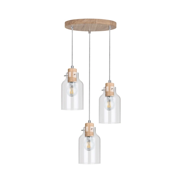 Alessandro Wood Pendant Lamp 3xE27 Max.60W Oiled/Transparent Oak 1760374R