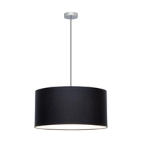 Lampa wisząca Rima 1xE27 maks. 60W chromowany metal/antracytowy kabel z tkaniny/czarny klosz z tkaniny 197731128