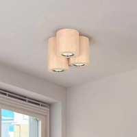 Okrągła Lampa Sufitowa Wooddream 3xGU10 Max.6W Drewno Brzozowe 2066360