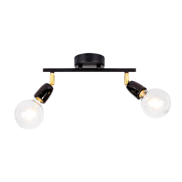 Porcia Ceiling Lamp 2xE27 Max.25W Black Metal/Gold Metal/Black Ceramics 8127204