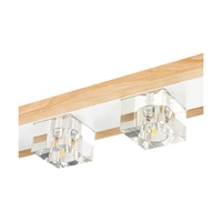 Berko Ceiling Lamp Incl. 4xG4 2,5W Oiled Oak/White Metal/White-Transparent Glass 4047405900000