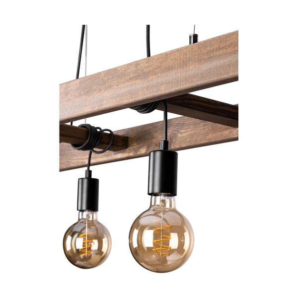 Eskalo Pendant Lamp 4xE27 Max.60W Stained Pine on Walnut/Black Metal/Black PVC Cable 7219456