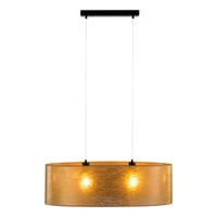 Nevoa Pendant Lamp 2xE27 Max.40W Black Metal/Transparent PVC Cable/Gold Fabric Shade 17940204