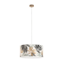 Hoja Pendant Lamp 1xE27 Max.60W Oiled Oak/Transparent PVC Cable/Multicolor Wallpaper 16470174