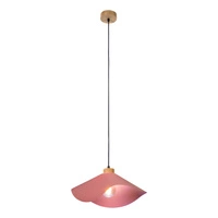 Lampa wisząca Hattu 1xE27 Max.40W Dąb olejowany/Czarny kabel z tkaniny/Różowy klosz z tkaniny 1614519174