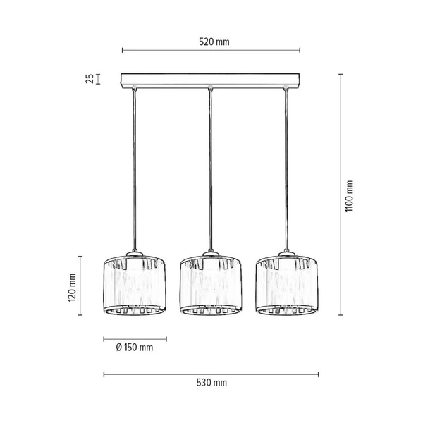 Anina Pendant Lamp 3xE14 Max.25W Black Metal/Transparent PVC Cable/Black-Chrome Shade 17930304