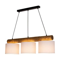 Pino Mix Pendant Lamp 3xE27 Max.40W Stained Pine Brown/Black Metal/Black PVC Cable/White Fabric Shade 6760169404