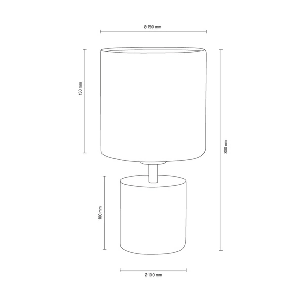 Strong Round Table Lamp 1xE27 Max.25W White Concrete/Black PVC Cable/White Fabric Shade 6091937