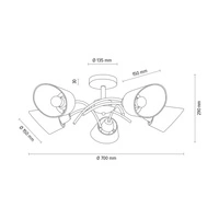 Lampa Sufitowa Mette Wood 5xE27 Max.40W Dąb Olejowany/Chromowany Metal/Klosz z Białej Tkaniny 8341574