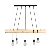 Trabo Long Lampa Wisząca 5xE27 Max.60W Sosna Naturalna/Czarny 69314504