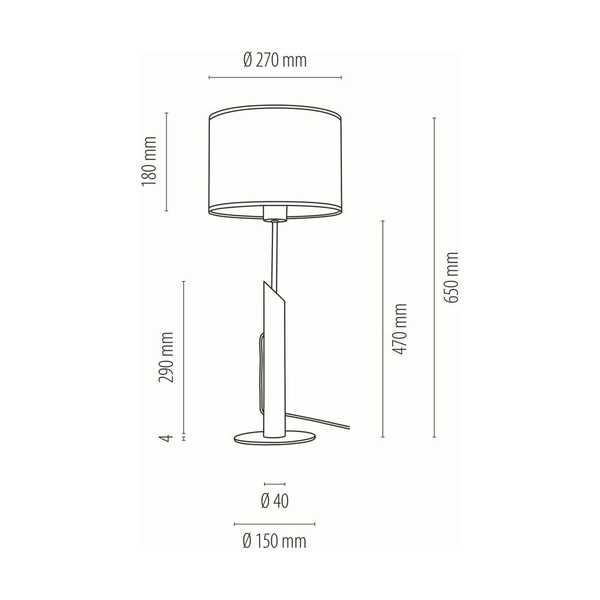 Lampa stołowa Espacio 1xE27 Max.60W Dąb olejowany/Czarny metal/Czarny kabel z tkaniny/Tapeta wielobarwna 862489104