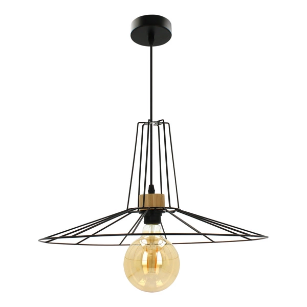 Ferro Pendant Lamp 1xE27 Max.60W Oiled Oak/Black Metal/Black PVC Cable 1010421231020