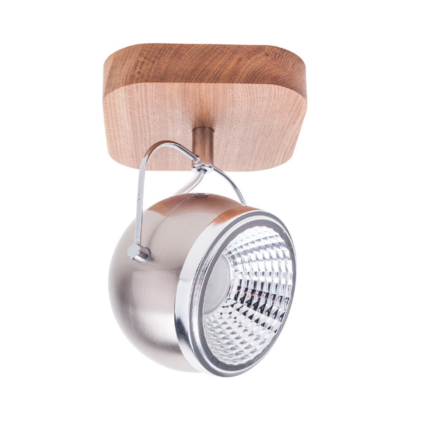 Ball Wood Wall Lamp Incl. 1xGU10 6W LED Oiled Oak/Satin Metal/Chrome Metal