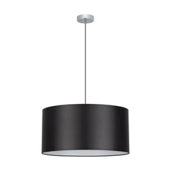 Rima Pendant Lamp 1xE27 Max.60W Chrome Metal/Anthracite Fabric Cable/Black Fabric Shade 197731128