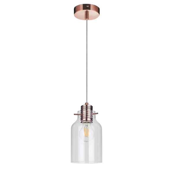 Alessandro Pendant Lamp 1xE27 Max.60W Copper Metal/Transparent PVC Cable/Transparent Glass 1760113