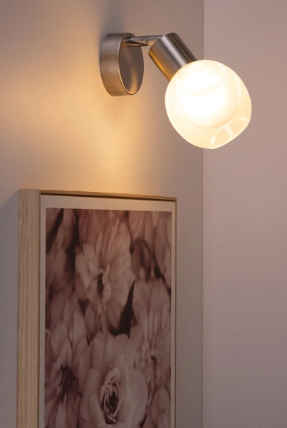 Sara Wall Lamp 1xE14 Max.40W Satin Metal/White Glass 2841012