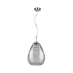 Piro Pendant Lamp 1xE27 Max.60W Chrome Metal/Transparent PVC Cable/Smoked Glass