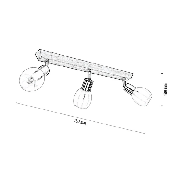 Tessa Ceiling Lamp 3xE14 Birch Wood/Satin Metal/White-Transparent Glass 2036018420992
