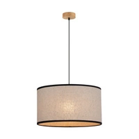Ares Pendant Lamp 1xE27 Max.60W Oiled Oak/Black PVC Cable/Bright Linen with black ribbon Shade 1792174