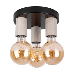 Notri Ceiling Lamp 3xE27 Max.15W LED Bleached Oak/Black Metal 4033218400000