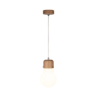 Bulb Wood Pendant Lamp 1xE27 Max.60W Oiled Oak/Transparent PVC Cable/White Glass 2811174