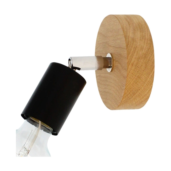 Elmo Wall Lamp 1xE27 Max.25W Oiled Oak/Black Metal 2264174