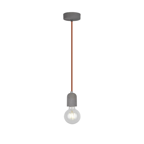 Amory Pendant Lamp 1xE27 Max.60W Gray Concrete/Red Fabric Cable 9776136