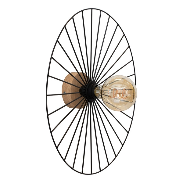 Antonella Wall Lamp 1xE27 Max.25W Oiled Oak/Black Metal/Black Fabric Cable 289249174