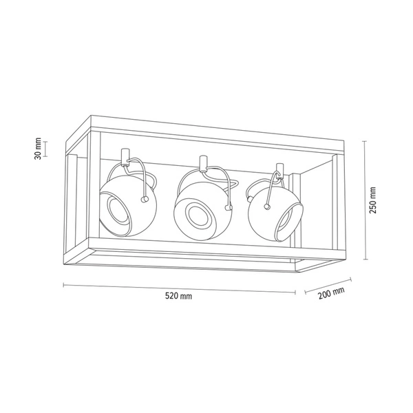 Roy Ceiling Lamp Incl.3xLED GU10 5W Oiled Oak/White Metal 5222374